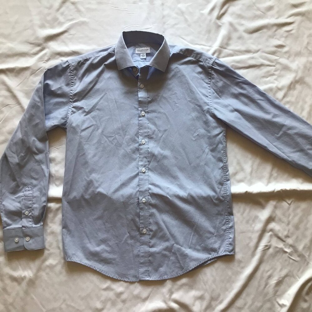 Boy's Long Sleeve Blue Dress Shirt Size 14R